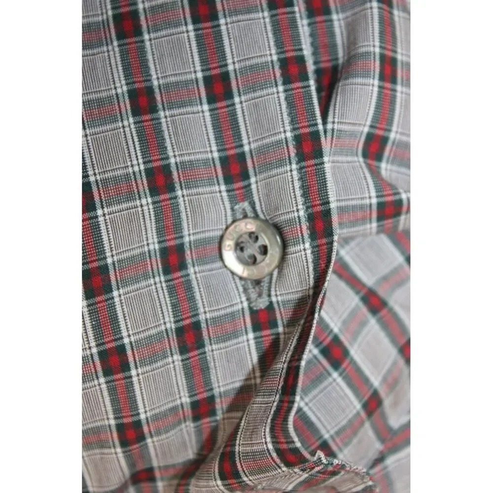Gucci Mens Cotton Long Sleeve Collared Button-Down Shirt Gray Size 42